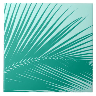 Palm leaf - Turquoise and aqua Ceramic Tile