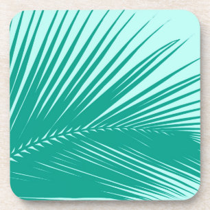 Palm leaf - Turquoise and aqua Coaster