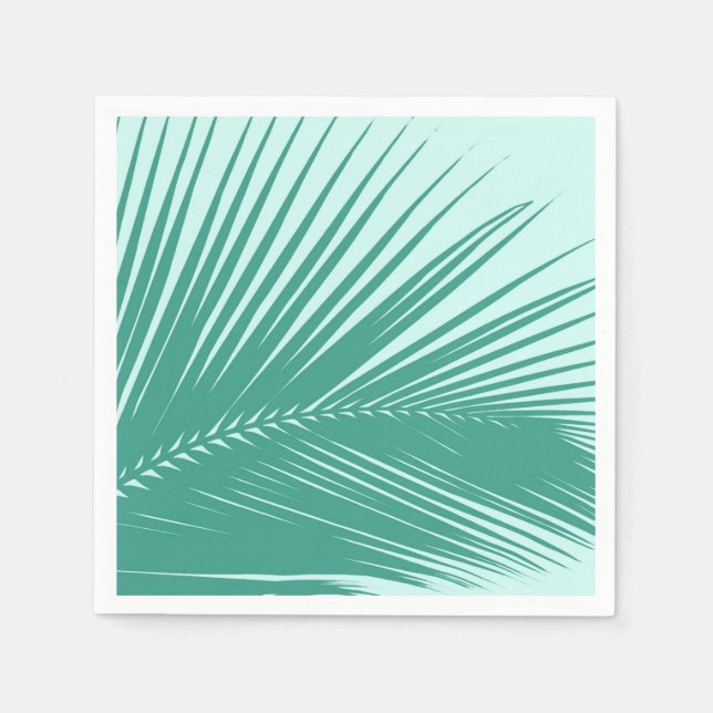 Palm leaf - Turquoise and aqua Napkin (Front)