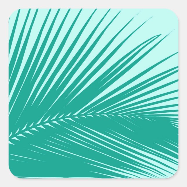 Palm leaf - Turquoise and aqua Square Sticker (Front)