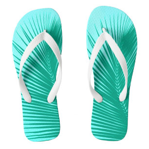 Palm leaf - Turquoise and aqua Thongs