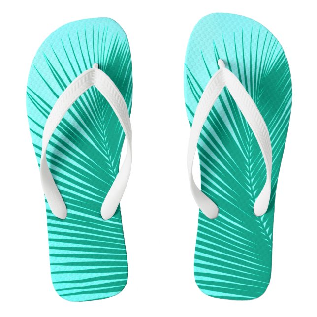 Palm leaf - Turquoise and aqua Thongs (Footbed)