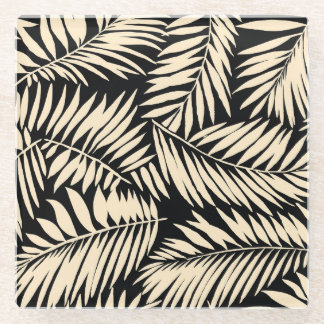 Palm Leaf Vintage: Seamless Pattern Glass Coaster