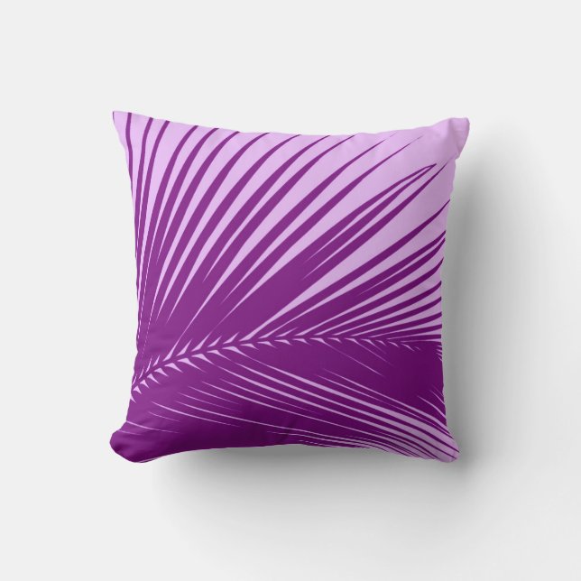 Palm leaf - violet and lavender cushion (Front)