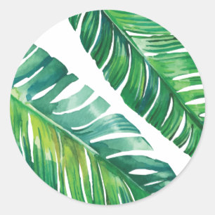 Palm Leaf Watercolor Destination Wedding Stickers