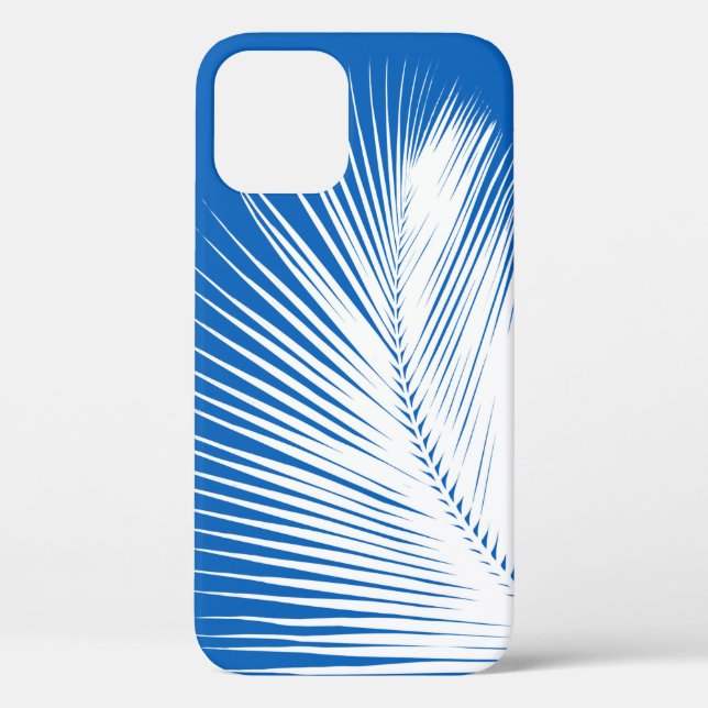 Palm leaf - white on cobalt blue Case-Mate iPhone case (Back)