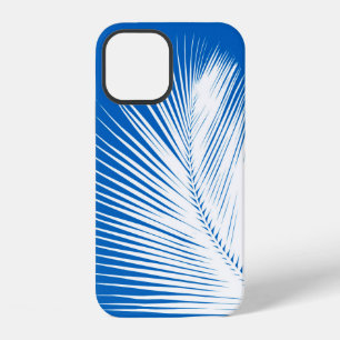 Palm leaf - white on cobalt blue iPhone 12 case