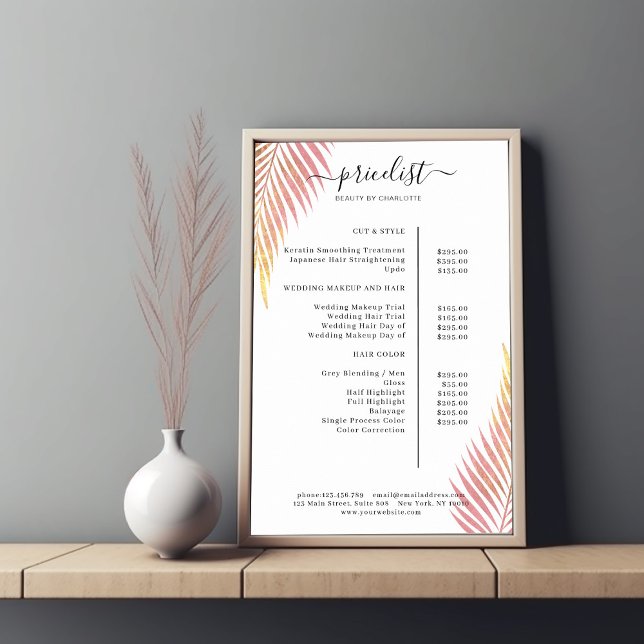 Palm Leafy Salon Price List Poster (Creator Uploaded)