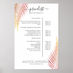 Palm Leafy Salon Price List Poster