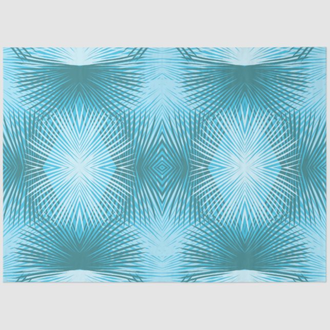 Palm Leaves Abstract Aqua Palm Decoupage Tissue Paper (Front)