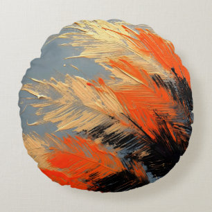 Palm Leaves – Abstract Tropical Motion Round Cushion