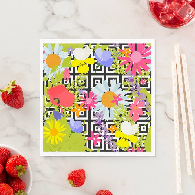 Palm Leaves And Flowers Napkin (Creator Uploaded)