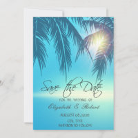 Palm Leaves Beach Blue Save The Date