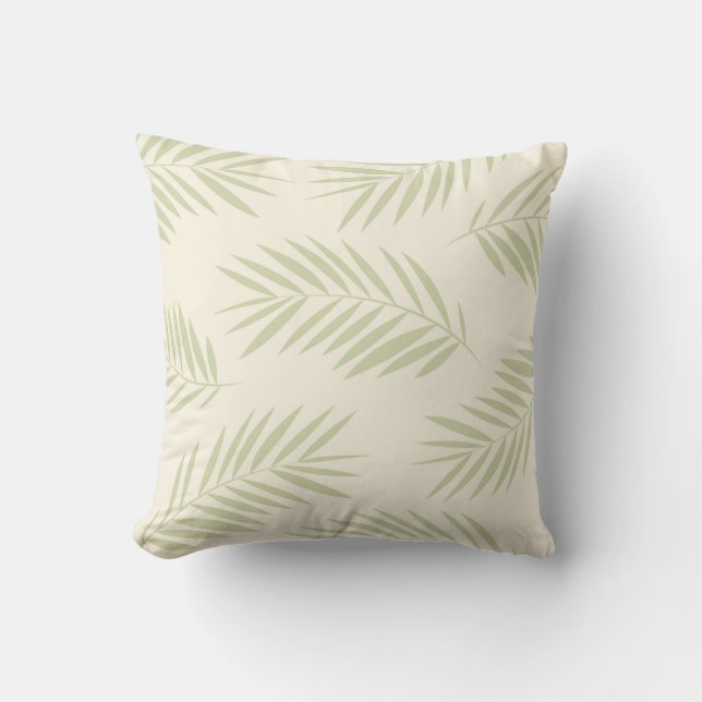 Palm Leaves Beach I Green Cushion (Front)