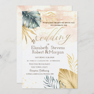 Palm Leaves Beach wedding Invitation