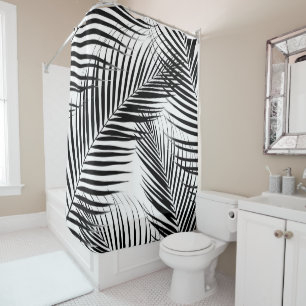 Palm Leaves - Black & White Cali Vibes #1 Shower Curtain