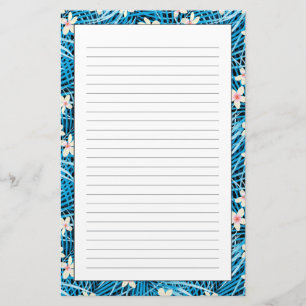 Palm Leaves Blue Pattern Stationery