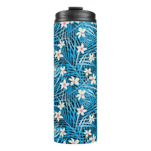 Palm Leaves Blue Pattern Thermal Tumbler