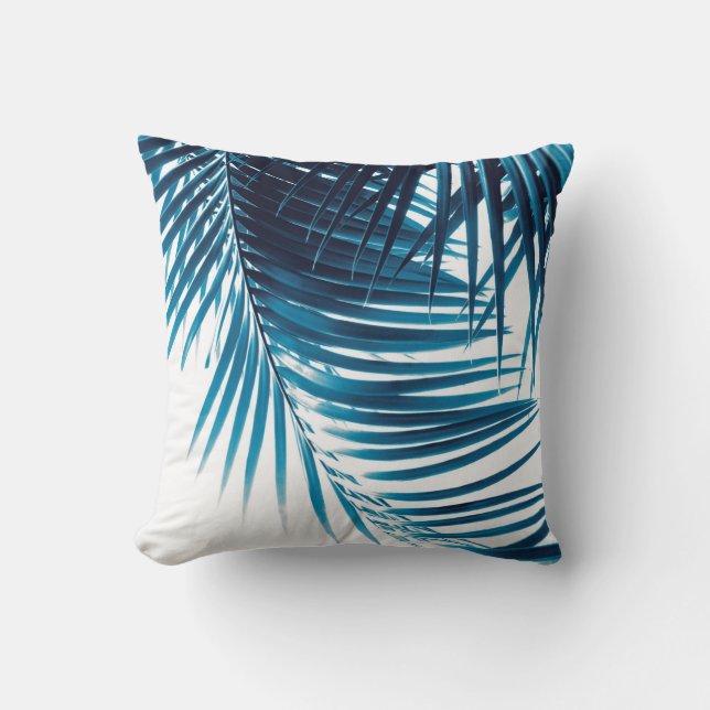 Palm Leaves Blue Vibes #1 Cushion (Front)