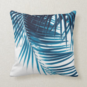Palm Leaves Blue Vibes #1 Cushion