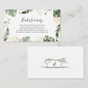 Palm Leaves Books Request Safari Baby Shower Enclosure Card