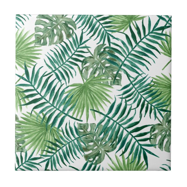 Palm Leaves Ceramic Tile (Front)