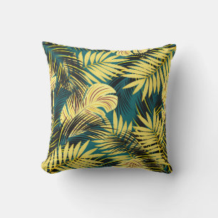 Palm Leaves: Dark Vintage Tropical Cushion