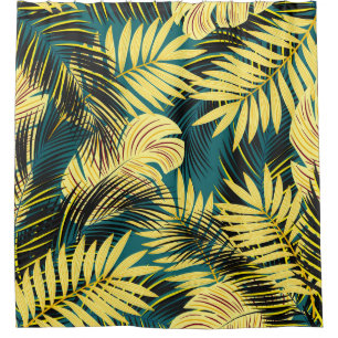 Palm Leaves: Dark Vintage Tropical Shower Curtain