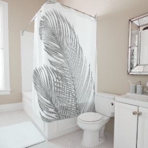 Palm Leaves Finesse Line Art with Silver Foil #1  Shower Curtain