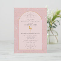 Palm Leaves Flamingo Pink Yellow Bridal Shower 