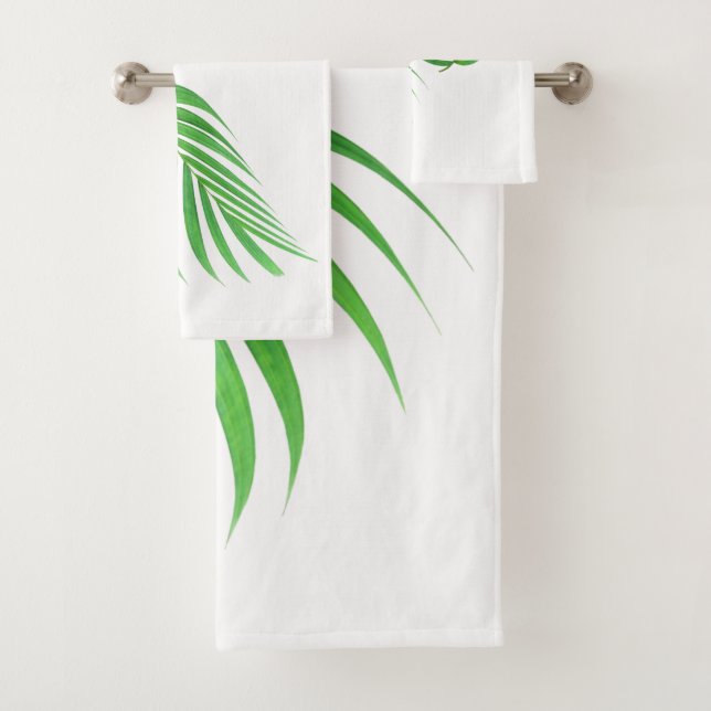 Palm Leaves Fronds Design Bath Towel Set (Insitu)