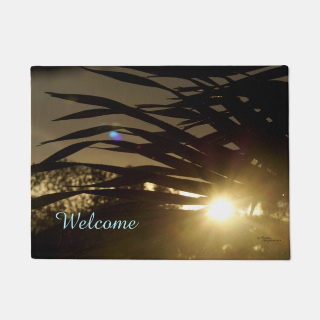 Palm leaves fronds sunset Doormat (Front)