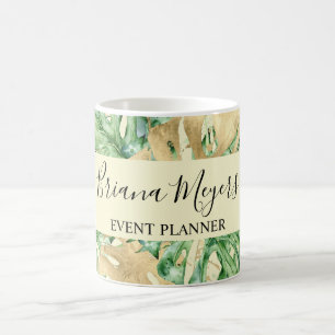 Palm Leaves Gold Tropical Yellow Coffee Mug