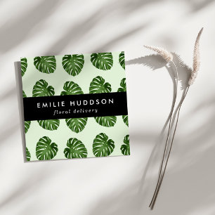 Palm Leaves, Green Leaves, Floristry, Flower Shop Square Business Card