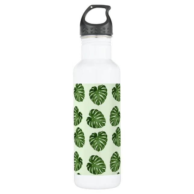 Palm Leaves, Green Leaves, Tropical Pattern 710 Ml Water Bottle (Front)