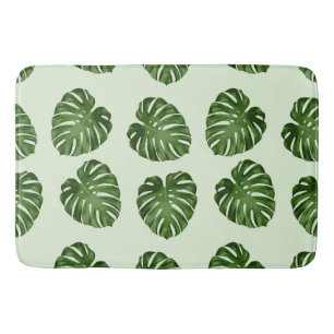 Palm Leaves, Green Leaves, Tropical Pattern Bath Mat