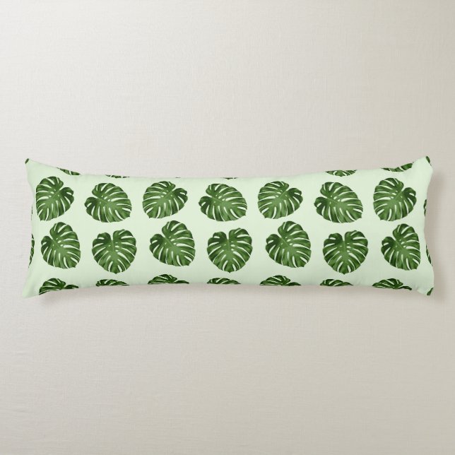 Palm Leaves, Green Leaves, Tropical Pattern Body Cushion (Front)