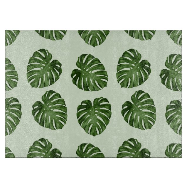 Palm Leaves, Green Leaves, Tropical Pattern Cutting Board (Front)