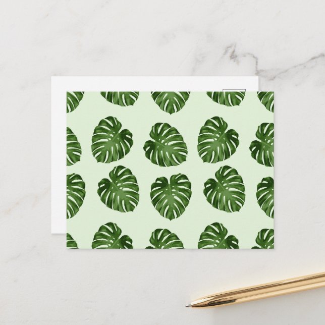 Palm Leaves, Green Leaves, Tropical Pattern Postcard (Front/Back In Situ)
