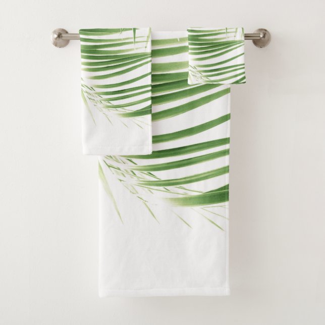 Palm Leaves Green Vibes #9 Bath Towel Set (Insitu)
