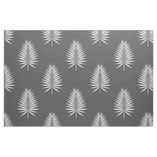 Palm leaves grey and white fabric