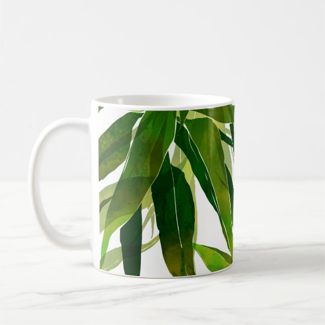 Palm Leaves Hand Painted Pattern Coffee Mug (Left)