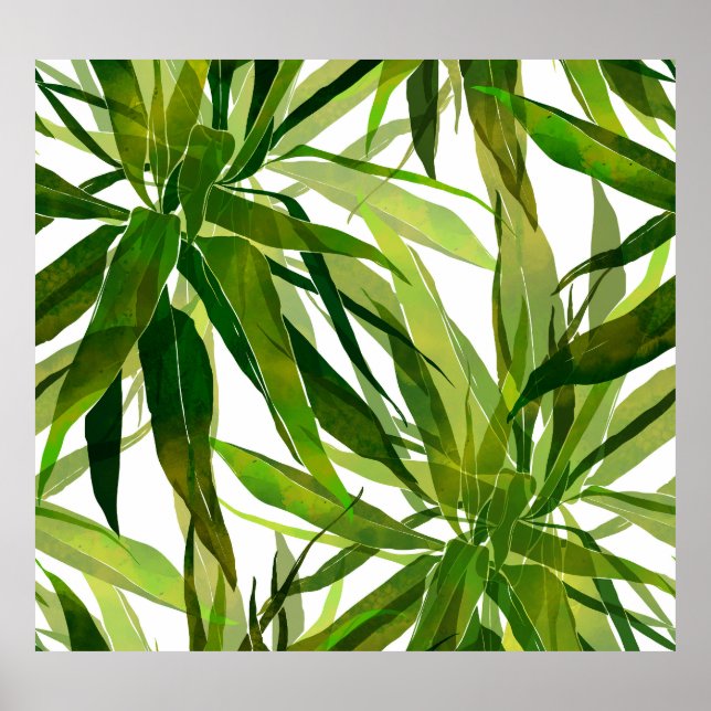 Palm Leaves Hand Painted Pattern Poster (Front)