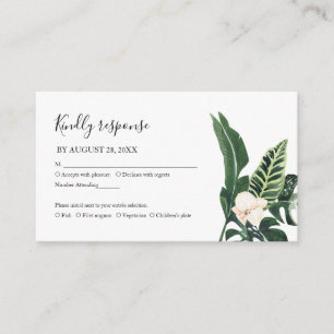 Palm Leaves Hibiscus Tropical Elegant Wedding RSVP Enclosure Card