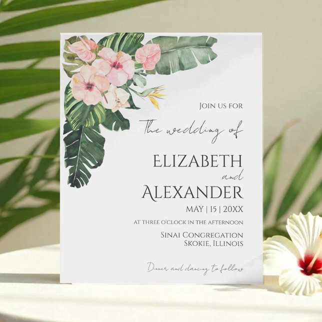 Palm Leaves Hibiscus Tropical Greenery Wedding (Creator Uploaded)