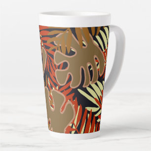 Palm Leaves in brown, black orange Latte Mug
