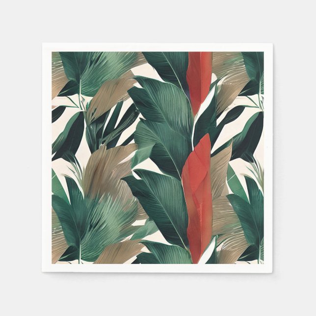 Palm leaves in muted tones  napkin (Front)