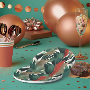 Palm leaves in muted tones  paper plate