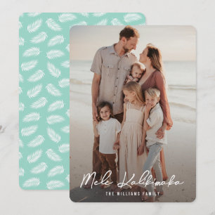 Palm Leaves Mele Kalikimaka Family Photo Christmas Holiday Card