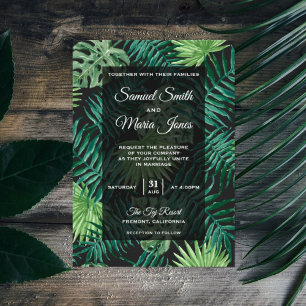Palm Leaves Modern Tropical Wedding Invitation